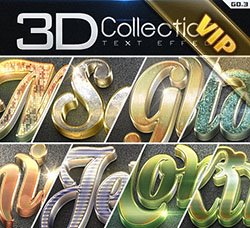 极品3D金属质感的PS图层样式：3D Collection Text Effects GO.3